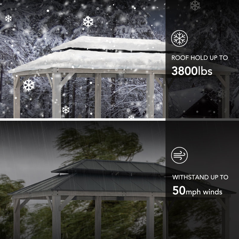 Sunjoy 12 x 20 ft. Wood Gazebo, Outdoor Patio Aluminum Sunjoy 12 x 20 ft. Wood Gazebo, Outdoor Patio Aluminum